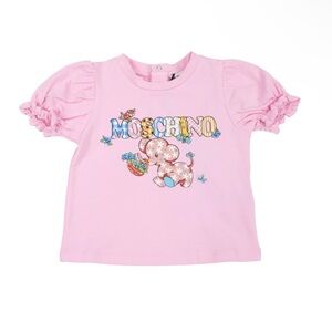 Moschino Light Pink Kids Tee with Elephant Graphic